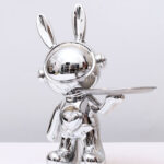 Modern Metallic Sculpture with Tray | Multipurpose Home Decor - H29" x W23