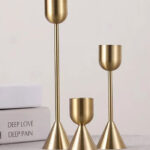 Brass Gold Candlestick Holder Set – Set of 3 Vintage Taper Candle Holders | Elegant Centerpiece for Home Decor & Weddings
