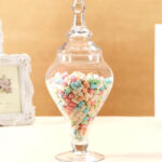 West European Style Transparent Glass Candy Jar with Cover – 34H x 15W cm | Elegant Wedding Dessert Display & Home Candy Storage