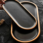 Marble Ceramic Storage Tray – Oval Plate with Gold Rim | Elegant Jewelry & Aromatherapy Holder for Bathroom & Home Decor