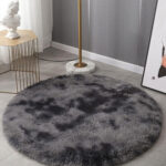 Gray Faux Fur Soft Round Fluffy Rug – Cushioned & Pet-Friendly Modern Carpet for Living Room, Bedroom, or Office – 100 cm