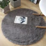 Light Navy Faux Fur Soft Round Fluffy Rug – Cushioned & Pet-Friendly Modern Carpet for Living Room, Bedroom, or Office – 100 cm