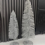 Sparkling Silver Glittered Bottle Brush – Holiday Display Decor (Large 65cm & Small 50cm)