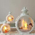 Vintage Christmas Lantern with LED Lights - Festive Fireless Candle Lamp for Holiday Decor