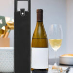 Elegant Black Leather Wine Gift Bag - Hard-Shelled Reusable Champagne & Beer Bottle Carrier