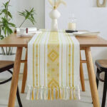 Chic White & Yellow Table Runner – 35x180 cm