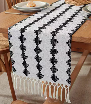 Classic Black & White Table Runner