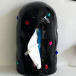 Elegant Ceramic Tissue Dispenser with Gemstone Dot Design – Upright Tissue Box Holder (20 x 13 x 10 cm)