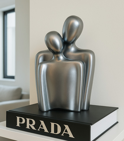 Silver Couple Statue Set