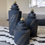 Elegant Black Ceramic Jar Vase Set – 3 Sizes (S 26cm, M 33cm, L 42cm)