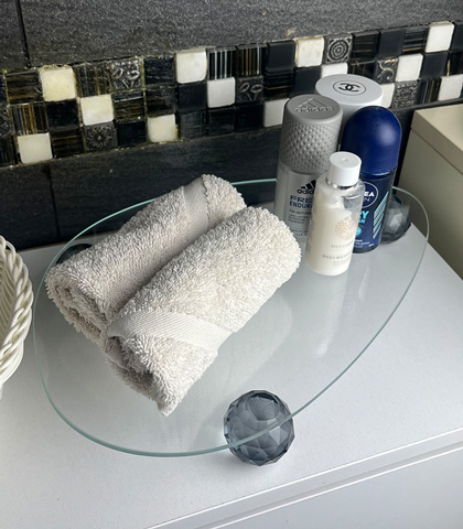 Oval Glass Tray with Crystal Base