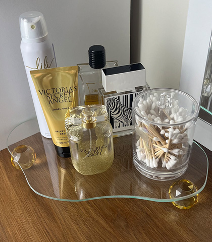 Glass Tray with Crystal Base