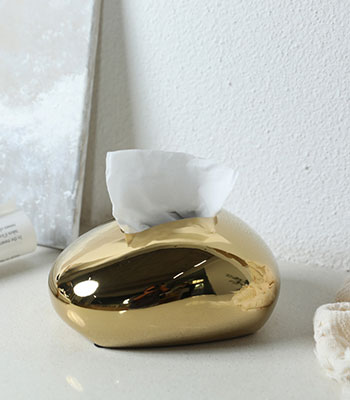 Modern Gold Ceramic Tissue Box