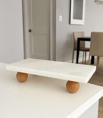 Marble Tray with Wood Base