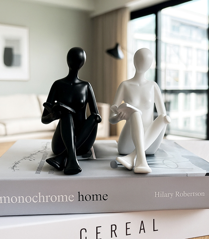 Elegant Woman Reading a Book Figurine