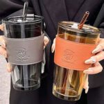 Glass Mug with Straw – Available in Amber & Black