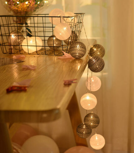 Indoor Cotton Ball String Lights