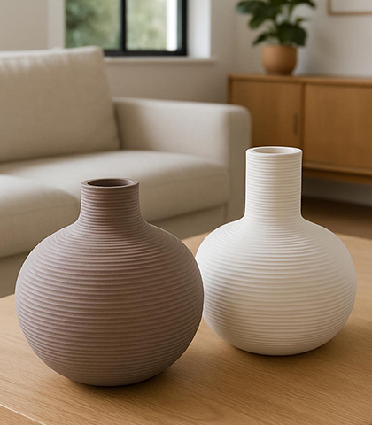 Ceramic Vase – Tall White or Short Greige