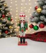 Holiday Cheer! 38x10cm Festive Wooden Nutcracker Figure (Red/Green) - Image 2