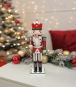 Holiday Cheer! 38x10cm Festive Wooden Nutcracker Figure (Red/Green) - Image 3