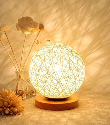 Creative LED dimmable table lamp with USB power, wood base & remote control. Ideal for desk, bedside reading & ambient lighting — shop now!