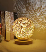 Creative LED dimmable table lamp with USB power, wood base & remote control. Ideal for desk, bedside reading & ambient lighting — shop now!