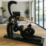 Black Abstract Cat Statue