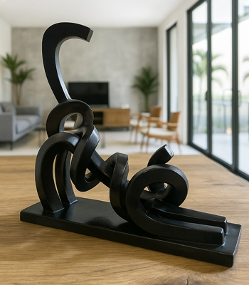 Black Abstract Cat Statue