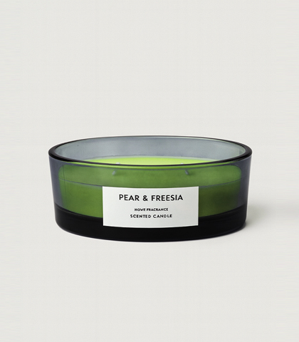 Green Oval Glass Candle