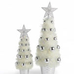 Set of Two Silver LED Christmas Trees