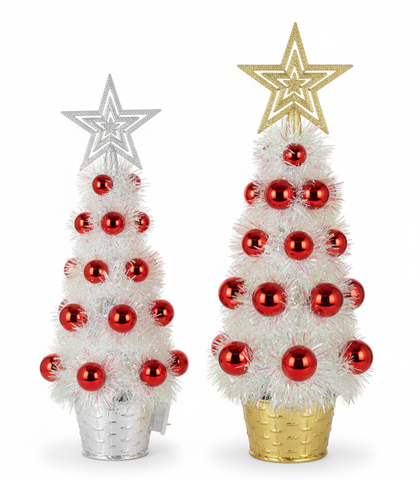 Set of Silver & Gold LED Christmas Trees