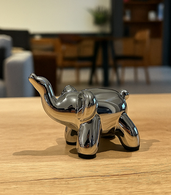 Silver Ceramic Elephant Statue