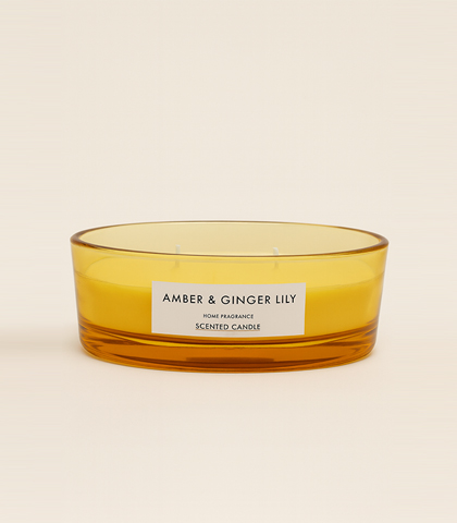 Yellow Oval Glass Candle