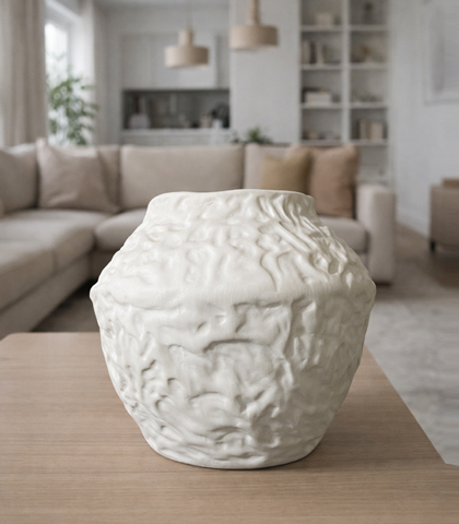 Modern Beige Ceramic Jar Vase