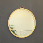 Round Mirror with Wooden Frame