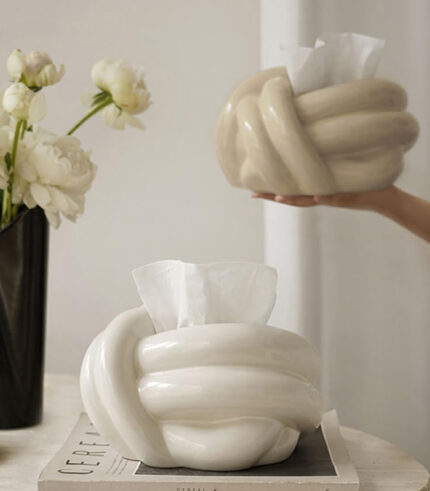 Ceramic Knotted Tissue Box