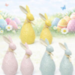 Straight Ears Bunny Porcelain Decorative Figurine