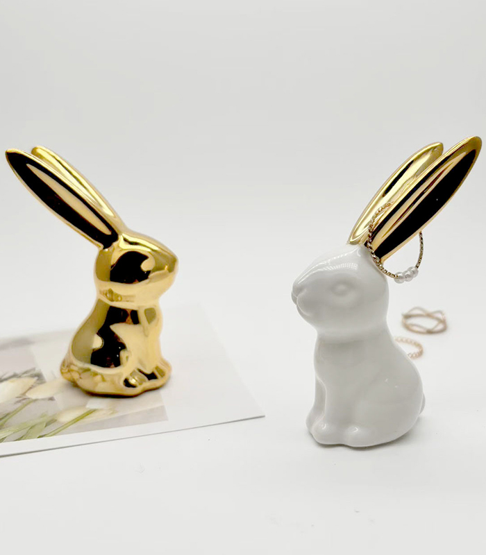 Ceramic Easter Rabbit Ornaments Set