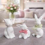 Small Ceramic Rabbit Figurines Set