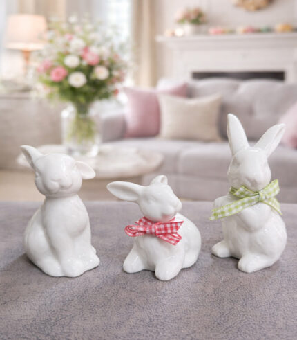 Small Ceramic Rabbit Figurines Set