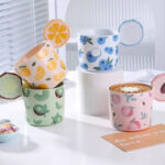 Fruit Ceramic Mug with Lid