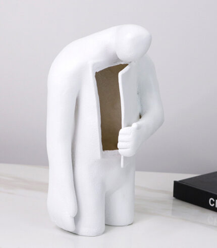 Modern Open Heart Resin Sculpture