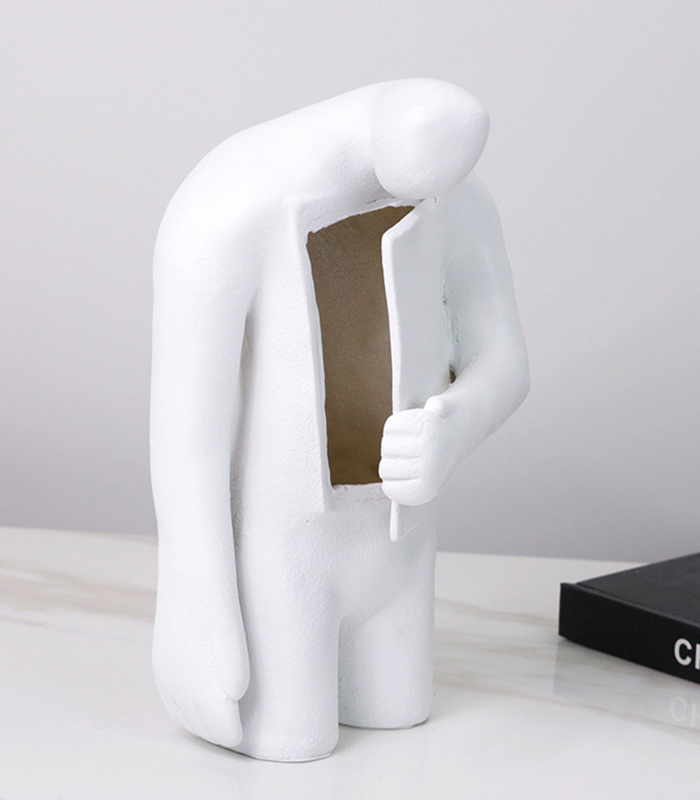 Modern Open Heart Resin Sculpture