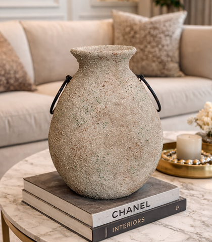 Sahara Stone Decorative Vase with Handles