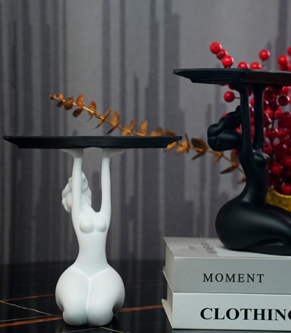 Abstract Woman Statue with Tray