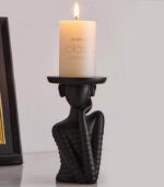Nordic Style Resin Candle Holder – Modern Decorative Candlelight Ornament (Black & White, 14×8 cm) - Image 2