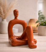 Modern Sitting Human Figurine Statue – Minimalist Decorative Sculpture (17 × 11 cm) – Available in Black & Orange - Image 2