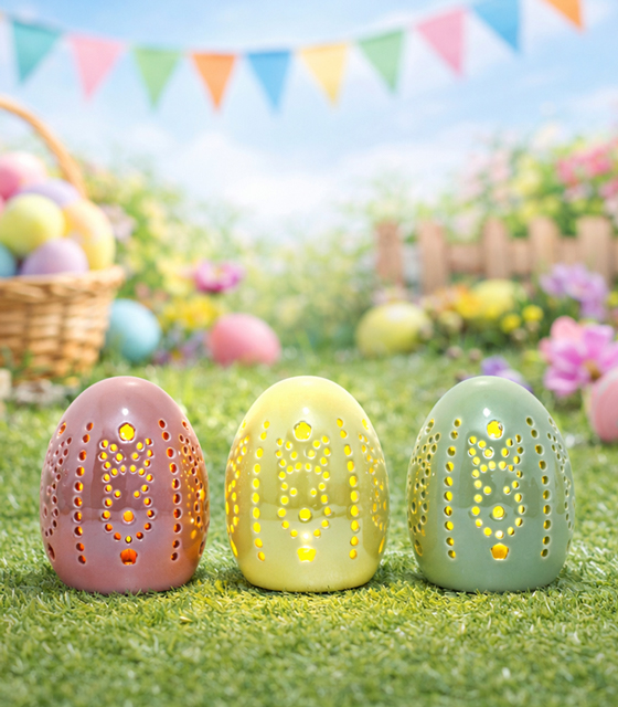 Engraved Egg Porcelain LED Decorative Light