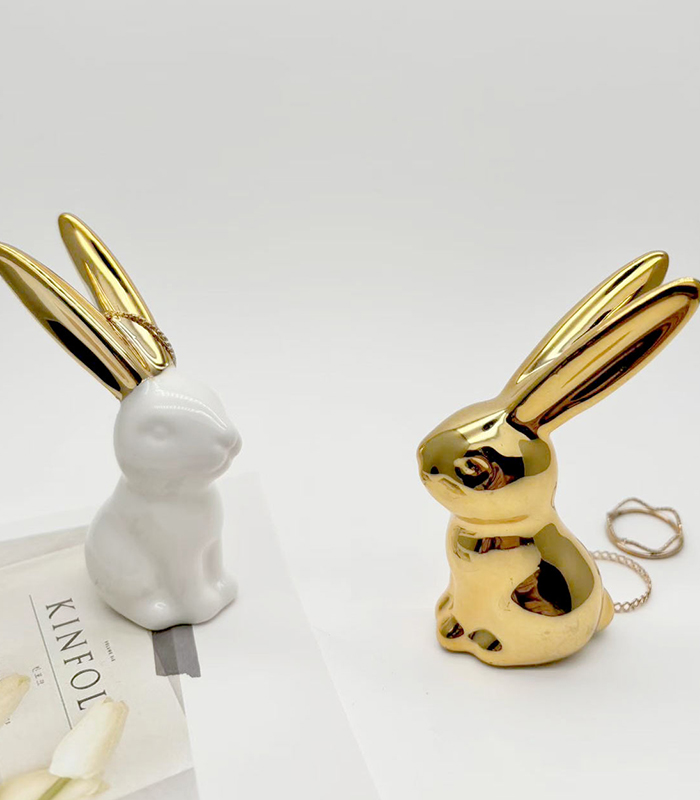Ceramic Easter Rabbit Ornaments Set