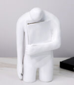 Modern Open Heart Resin Sculpture – Pop Art Minimalist Abstract Figurine for Home & Office (Black & White, 27×14 cm) - Image 2